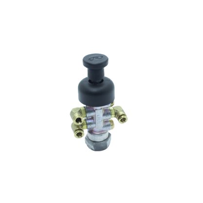 Válvula de Botão 5/2 Vias com Cotovelo Latão 6mm e 1/8" BSP